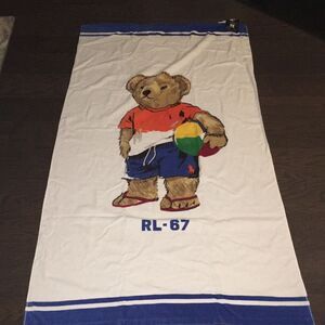 Big new Polo Bear Basket Beach Boy w/Ball Mens style Towel Ralph Lauren NWT